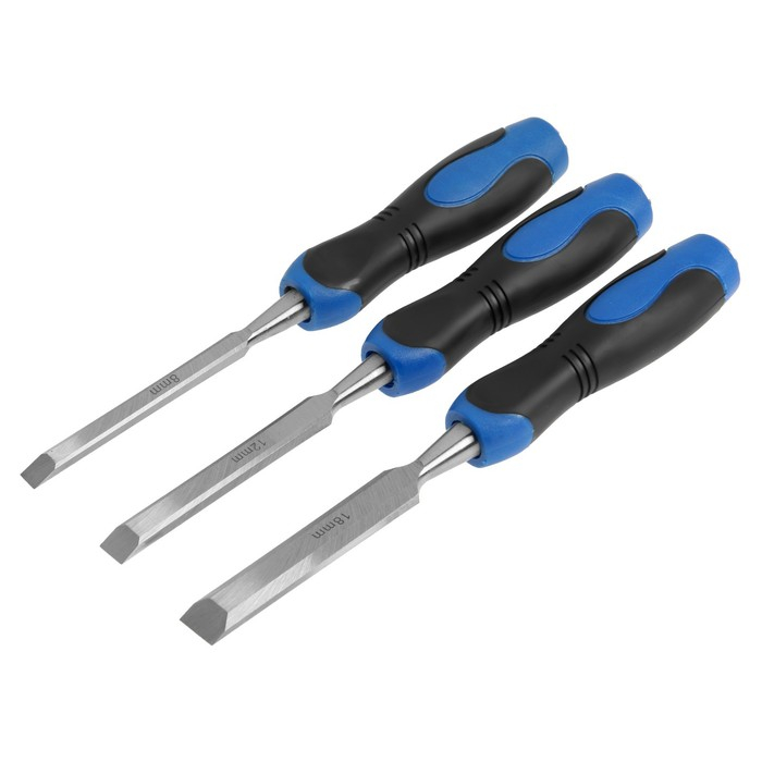 Набор стамесок-долот ТУНДРА, металлический затыльник, 2К рукоятка, 8-12-18 мм Набор стамесок-долот ТУНДРА, металлический затыльник, 2К рукоятка, 8-12-18 мм