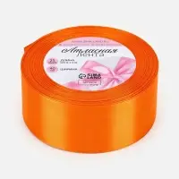 Лента атласная, 40 мм, 23&plusmn;1 м, ярко-оранжевая №25