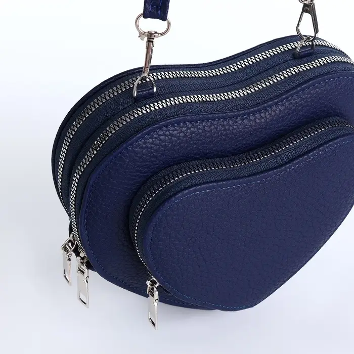 Сумка женская кросс-боди на молнии, в форме сердца, 20×5×16 см, тёмно-синяя Сумка женская кросс-боди на молнии, в форме сердца, 20×5×16 см, тёмно-синяя