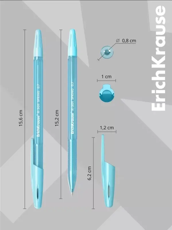 Ручка шариковая ErichKrause R=301 Spring Stick, узел 0.7 мм, синяя, МИКС