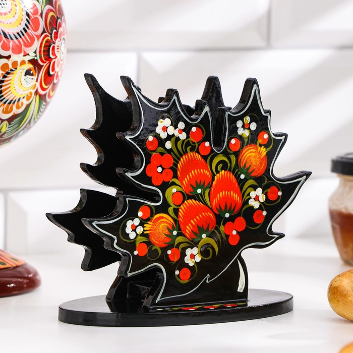 Салфетница «Клён», 12х12 см, хохлома Салфетница «Клён», 12х12 см, хохлома