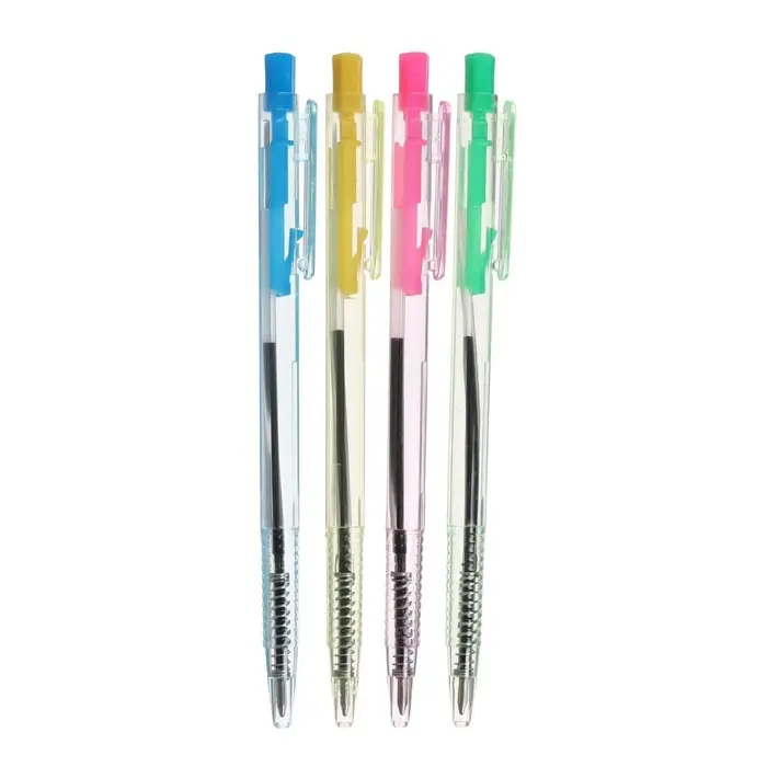 Ручка шариковая Calligrata, автоматическая, синий стержень, узел 0.7 мм, с рифлёным держателем, МИКС