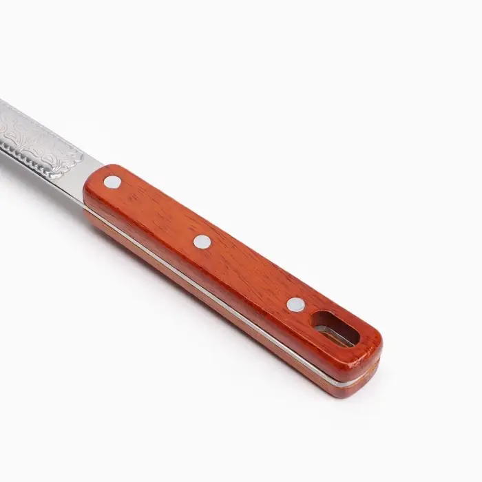 Шумовка-лопатка для казана Шафран, 45 см, ширина 14 см, узбекская, с деревянной ручкой, металл