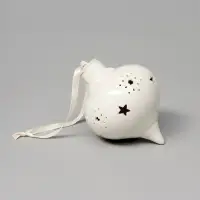 Ёлочный шар с подсветкой &laquo;Снежный&raquo;, 10.7&times;8.5&times;8.5 см, 1 LED, керамика, от батареек LR44&times;3, керамика, свечение тёплое белое