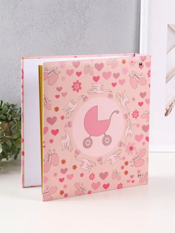 Фотоальбом 50 магнитных листов 23X28см, "Малыш в розовой шапочке", пер-т 3-кольца