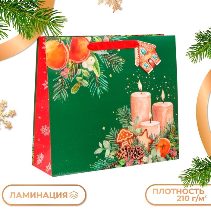 Новый год. Пакет подарочный  Новый год. Пакет подарочный "Уют", люкс, 36 х 32 х 12 см.