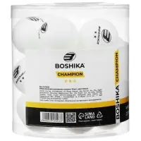 Мяч для настольного тенниса BOSHIKA Champion 2**, набор 18 шт., ABS, белый