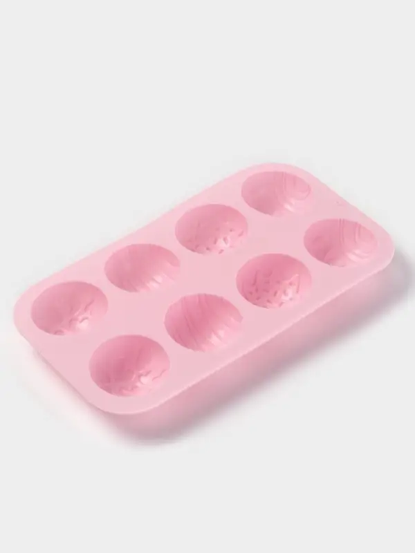 Форма для выпечки Доляна &laquo;Ассорти&raquo;, силикон, 8 ячеек, 26&times;14&times;2.5 см (d=5 см), розовая