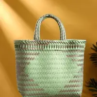 Сумка плетёная, 30×15×35 см, пластик, чёрно-бирюзовая Сумка плетёная, 30×15×35 см, пластик, чёрно-бирюзовая