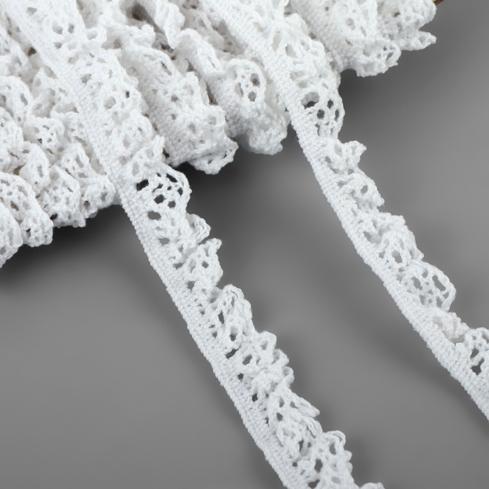 Тесьма вязаная, на резинке, 12 мм, 9 ± 0,5 м, цвет белый Тесьма вязаная, на резинке, 12 мм, 9 ± 0,5 м, цвет белый