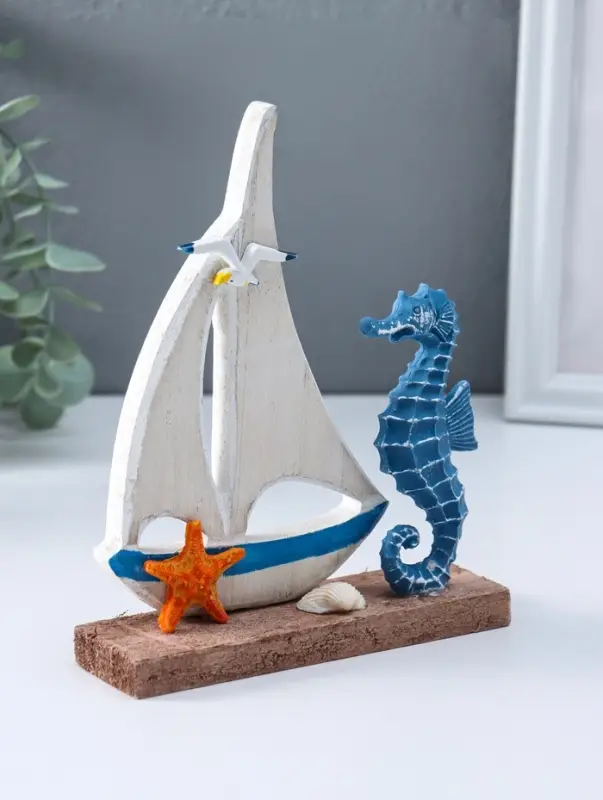 Сувенир интерьерный "Морской конёк и парусник" 4х14х17,5 см