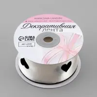 Лента капроновая &laquo;Сердечки&raquo;, с рисунком, 38 мм, 9.1&plusmn;0.5 м, бежевая, чёрная