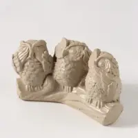 Фигурка гипс &laquo;Три совы на жердочке&raquo;, слоновая кость, 9&times;5&times;3.5 см