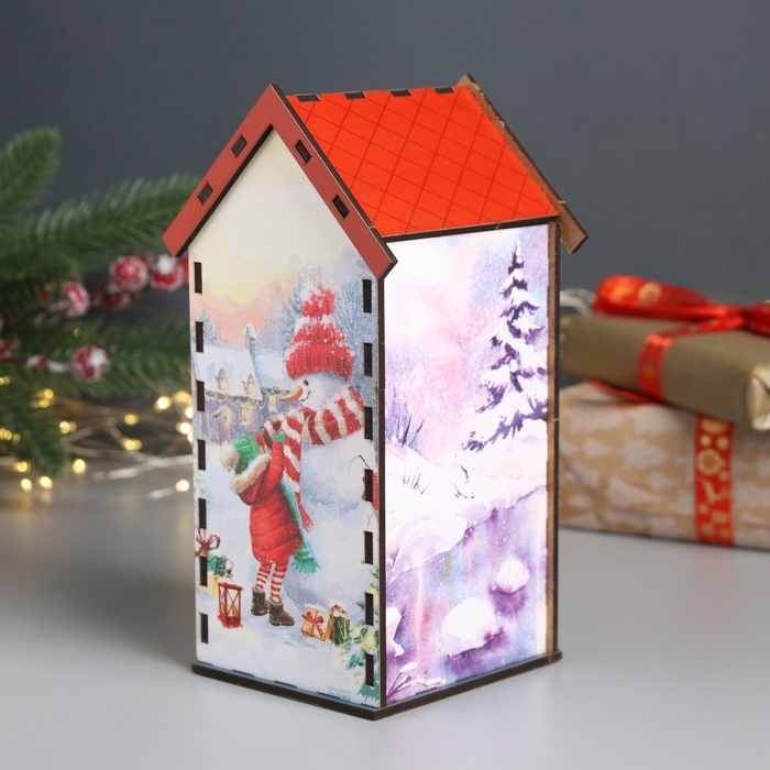 Новогодний чайный домик  Новогодний чайный домик "Счастливого НГ" 20х10,5х10 см МИКС