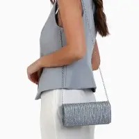 Сумка-клатч женская вечерняя на магните, на цепочке, блестящая, серебристая