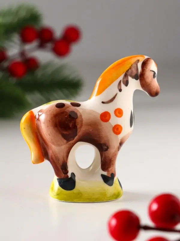 Сувенир Лошадь стоящая, 7х7см, гжель, цвет