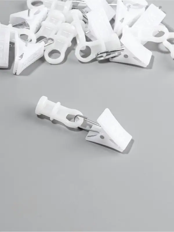 Набор для штор: бегунок 10 шт., зажимы 10 шт., белый