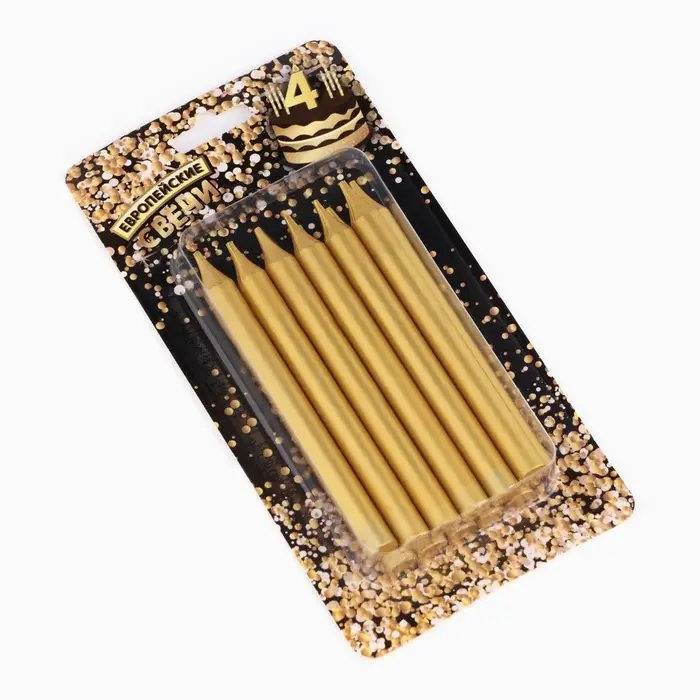 Свеча для торта &laquo;Спарк&raquo;, 12 шт., 8 см, золотой металлик