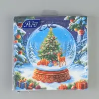 Салфетки новогодние бумажные &laquo;Снежный шар&raquo;, 33&times;33, 3 слоя, 20 шт.