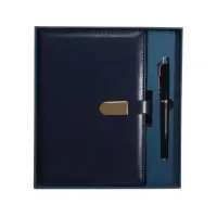 Ежедневник недатированный формат А5, 80л, линия, с ручкой, подар коробка, Синий