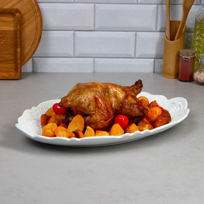 Блюдо Veronica, овальное, белое, фарфор, Иран Блюдо Veronica, овальное, белое, фарфор, Иран