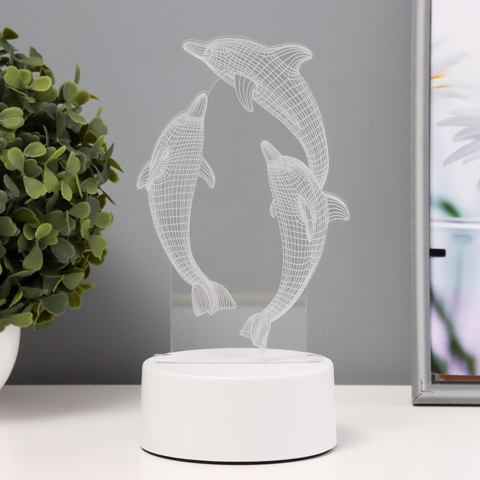 Светильник сенсорный Светильник сенсорный "Дельфины" LED 7 цветов USB/от батареек белый RISALUX