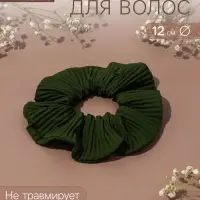 Резинка для волос QF &laquo;Орбита&raquo;, жатка классика, 12 см, зелёная