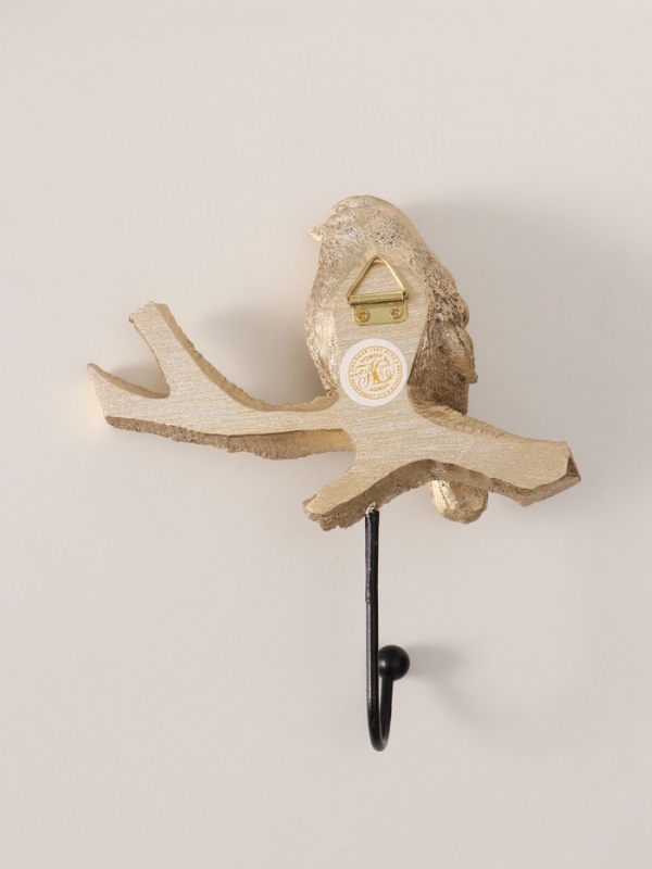 Крючок декоративный полистоун Крючок декоративный полистоун "Золотая птичка на ветке" 18,5х12,5х5,5 см