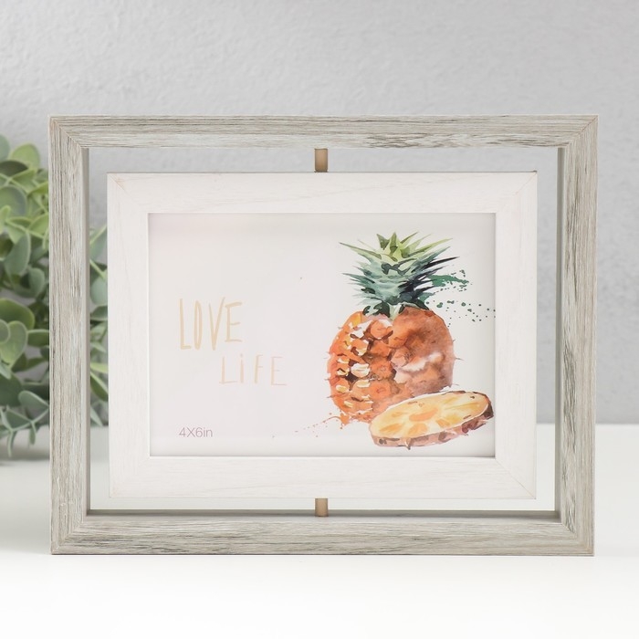 Фоторамка МДФ на 2 фото 10х15 см Фоторамка МДФ на 2 фото 10х15 см "Вертушка двусторонняя" серо-голубая 21,5х3х16,3 см