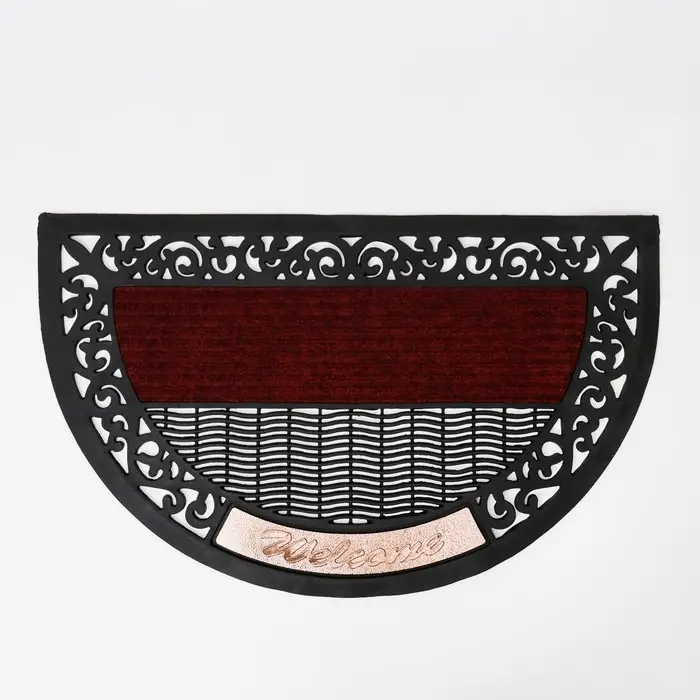 Коврик придверный Доляна Welcome, полукруглый, узор, 50&times;80 см, МИКС