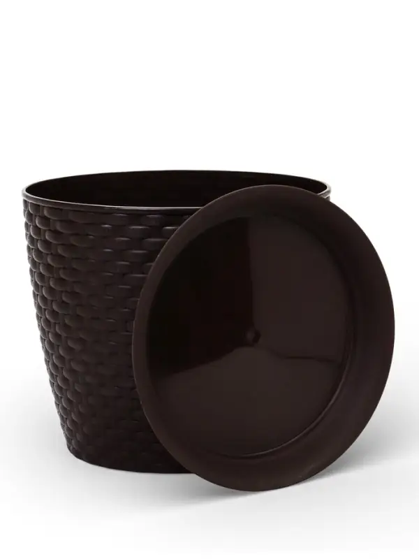 Горшок для цветов с поддоном &laquo;Ротанг&raquo;, 4.7 л, d=15 см, h=14 см, пластиковый, коричневый