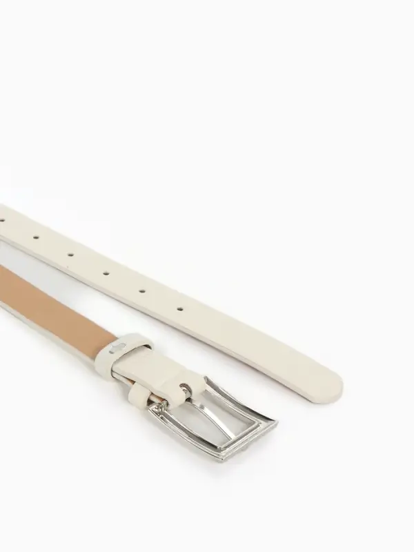 Ремень женский, 110&times;2.3 см, классическая пряжка металл, серебристая, белый