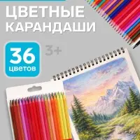 Карандаши цветные пластиковые 36 цветов &laquo;Гамма. Мультики&raquo;, заточенные, ПВХ, европодвес (251220214)