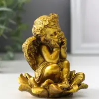 Фигура «Ангел на цветке», 8.5×7.5×7 см, золото