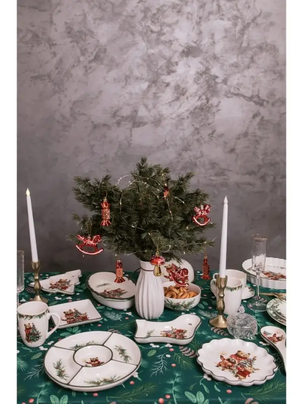 Тарелка сервировочная новогодняя Доляна &laquo;Сказки зимнего леса&raquo;, 20&times;15.5&times;3 см, доломит, белая