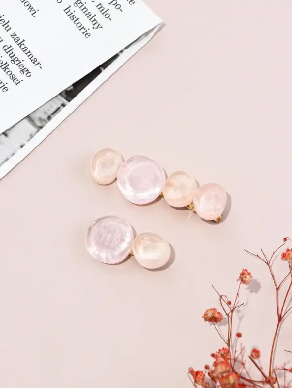 Зажим для волос "Адель" (набор 2 шт) 6,5 и 4 см, розовый