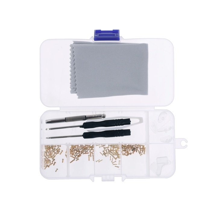 Набор инструментов для ремонта очков, 150 винтов, подушечки, 3 отвертки, щипцы, салфетка