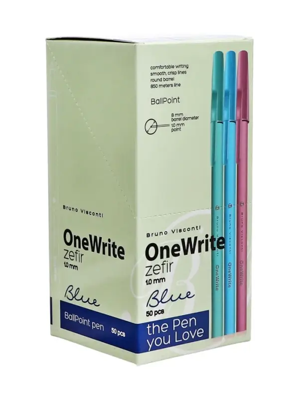 Ручка шариковая BrunoVisconti OneWrite Zefir, 1.0мм, стерж/син МИКС Ручка шариковая BrunoVisconti OneWrite Zefir, 1.0мм, стерж/син МИКС