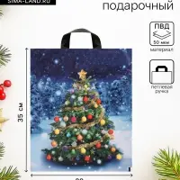 Пакет новогодний &laquo;Зимняя красавица&raquo;, полиэтиленовый с петлевой ручкой, 28&times;35 см, 50 мкм