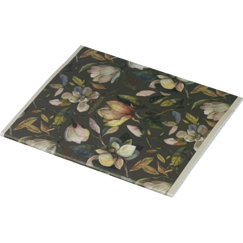 Бизнес-тетрадь Принты А5 48л, клетка, обл. мел. картон, скрепка,Цветы