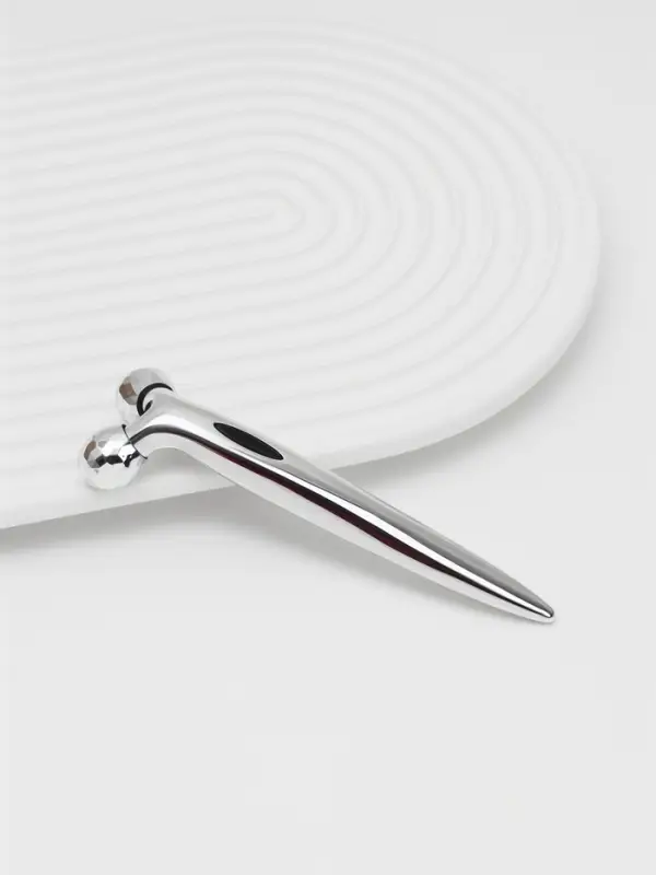 Массажёр для лица и зоны декольте, 2 шара, 14.3&times;4.5 см, серебристый