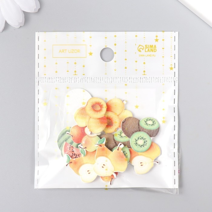 Декор для творчества дерево "Фрукты" набор 10 шт 2х2,2 см