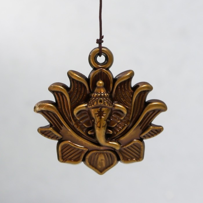 Музыка ветра металл "Ганеша в лотосе" 6 колокольчика 65 см
