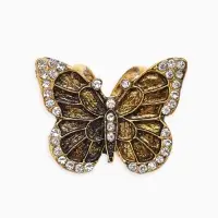 Кольцо для платка &laquo;Бабочка&raquo;, белое в чернёном золоте