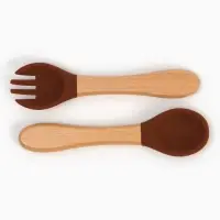 Тарелка детская секционная с ложкой и вилкой, 3 секции, молочный, Mum&Baby