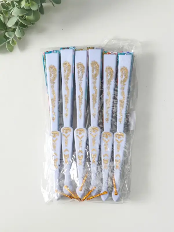 Веер пластик, текстиль Веер пластик, текстиль "Россыпь цветов" МИКС широкие лопасти 23 см