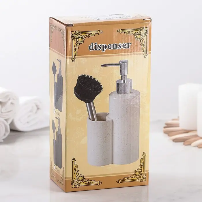 Дозатор для моющего средства с щёткой «Минимал», цвет чёрный Дозатор для моющего средства с щёткой «Минимал», цвет чёрный
