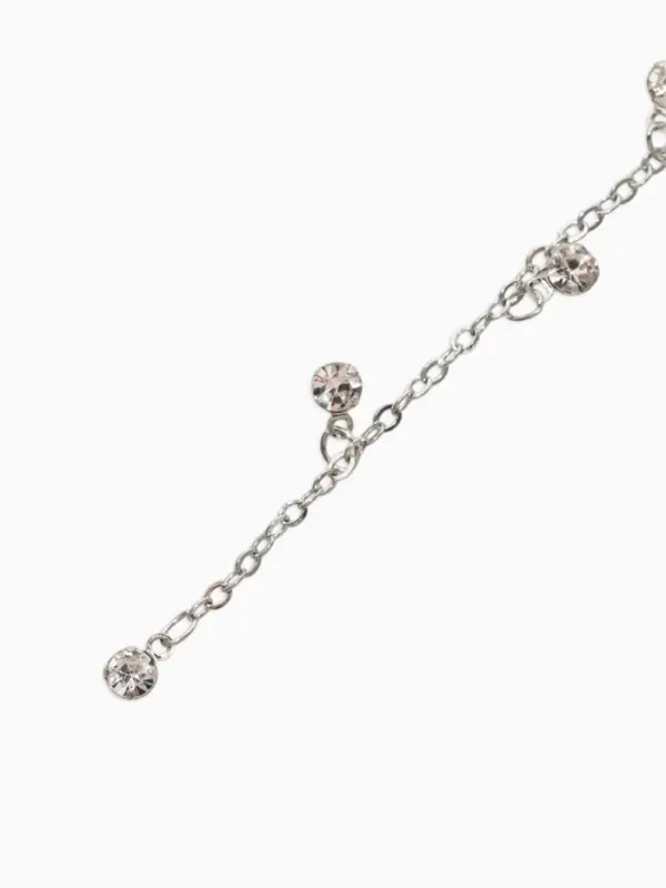 Цепочка со стразами 4 мм. L=100 см, мелкое плетение 2*1,8 мм, цвет серебро