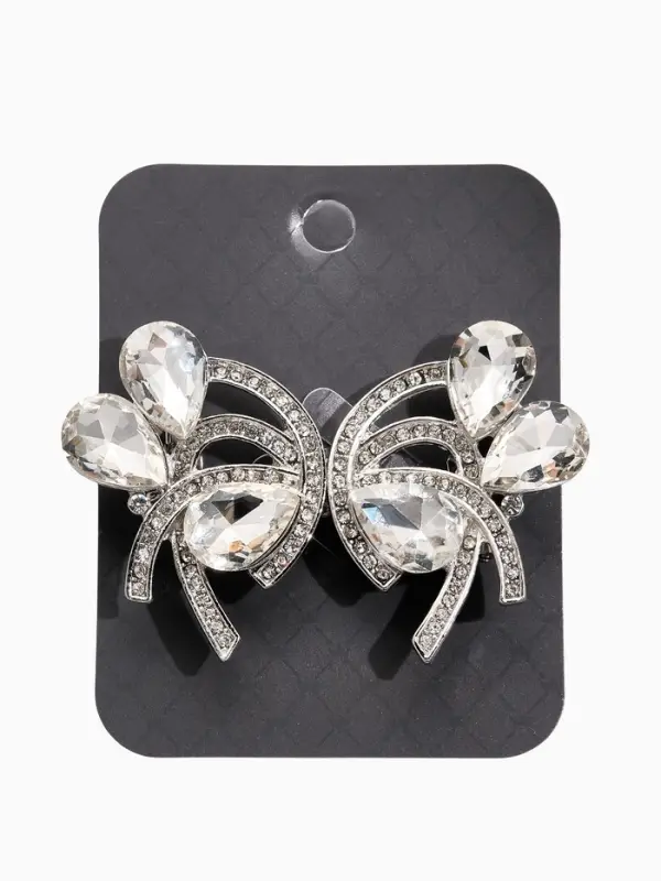 Зажим для кардигана Зажим для кардигана "Ажур", капельки, цвет белый в серебре