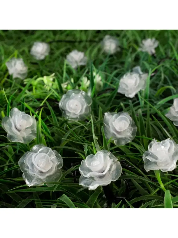 Гирлянда &laquo;Нить&raquo;, 4.5 м, уличная, с насадками &laquo;Роза&raquo;, IP44, 30 LED, 2 режима, солнечная батарея, тёмная нить, свечение красное